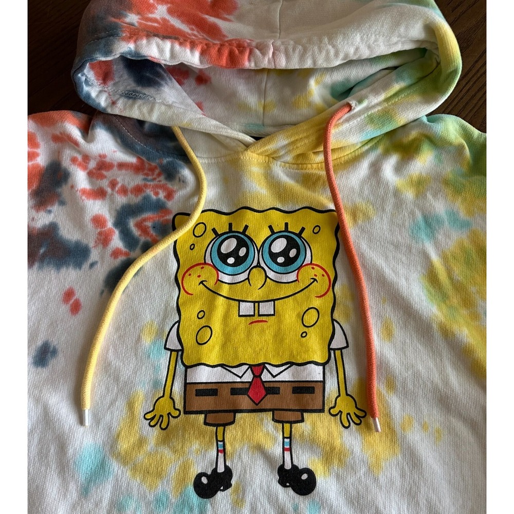 Nickeloden Tie Dye Spongebob Squarepants‎ Pullover Hoodie Sweatshirt Size Medium